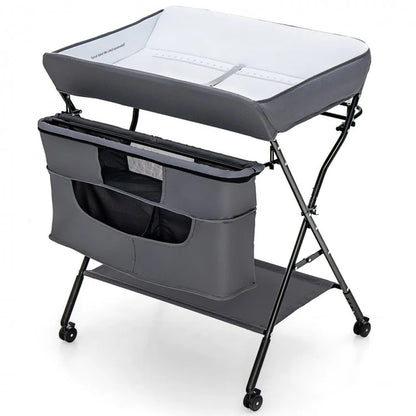 Portable Adjustable Height Nursery Organizer for Newborns with Wheels