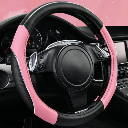 Line Rider Microfiber Leather Sport Steering Wheel Cover - Universal Fit (14.5-15 Inches) - Anti-Slip, Comfortable