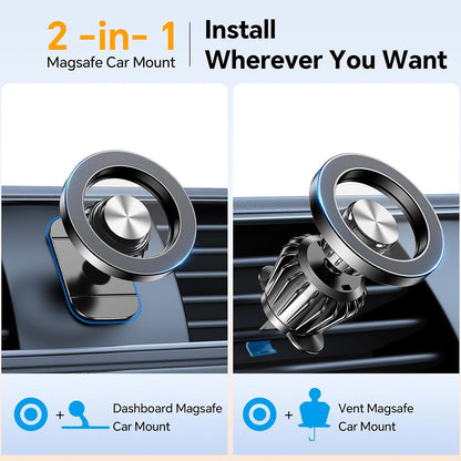 MagSafe Car Mount - 20 Strong Magnets - 360° Magnetic Phone Holder for iPhone 16 Pro Max, 15, 14, 13, 12 Plus 