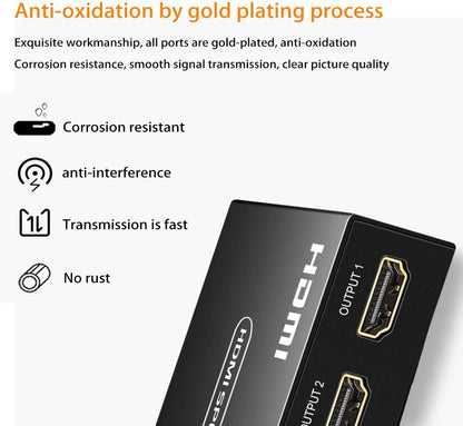 HDMI Splitter 1x4 - Supports 4K@60Hz, Full HD 1080P & 3D, Compatible with Xbox, PS3/4, Roku, and Blu-Ray Players