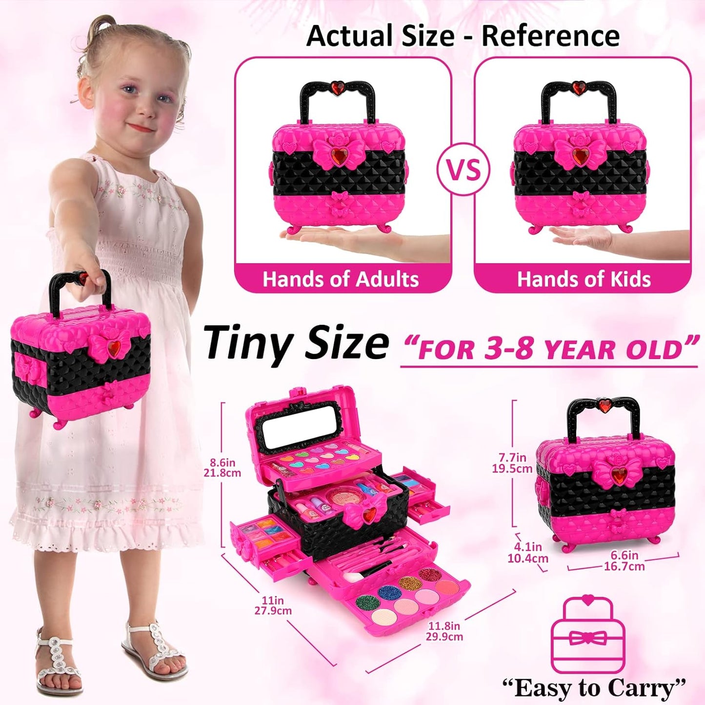 Kids Makeup Kit Girl Toys, 54PCS  Makeup Toys for Girls Washable Makeup Princess Make up Girl Toys Age 4 5 6 7 8 9 Birthday Gift