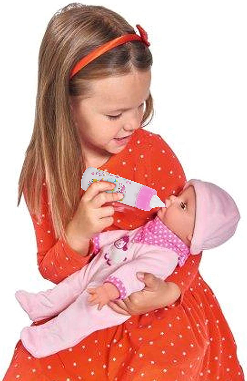 My Sweet Baby Disappearing Doll Feeding Set - 6-Piece Baby Care Playset, Toy Stroller, 2 Milk & Juice Bottles, 2 Toy Pacifiers for Dolls