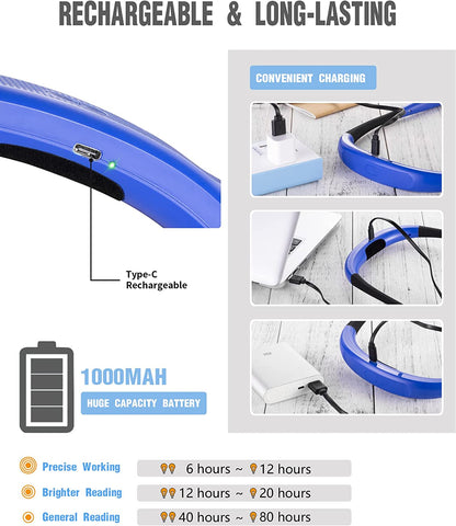 Rechargeable Book Light with 3 Color Temperatures and Flexible Neck - 80 Hours of Use for Reading, Knitting, Camping, and Repairing - Ideal Gift for Avid Readers