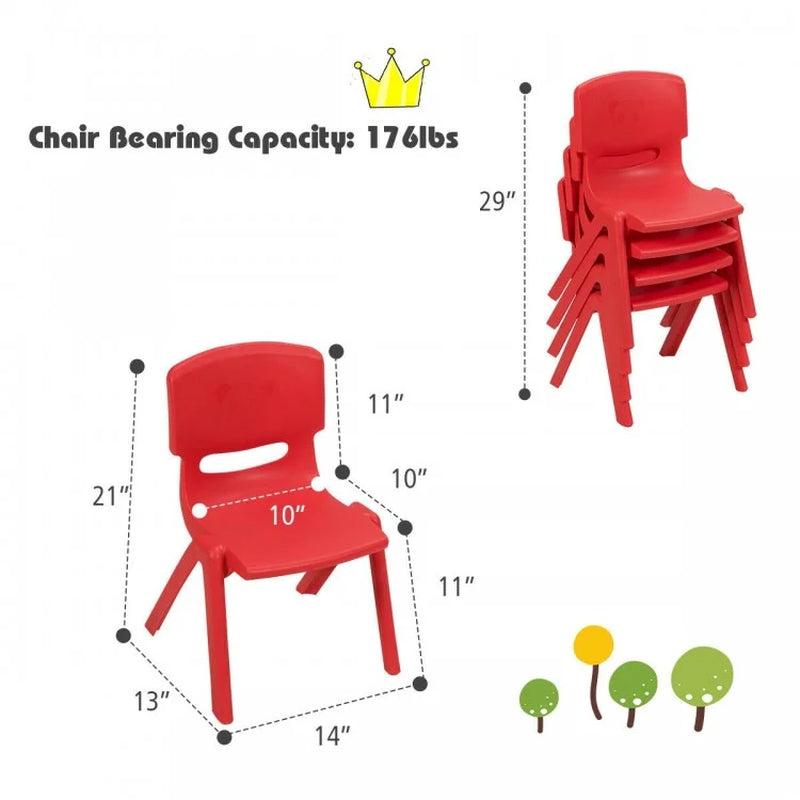 Set of 4 Stackable Plastic Classroom Chairs for Children