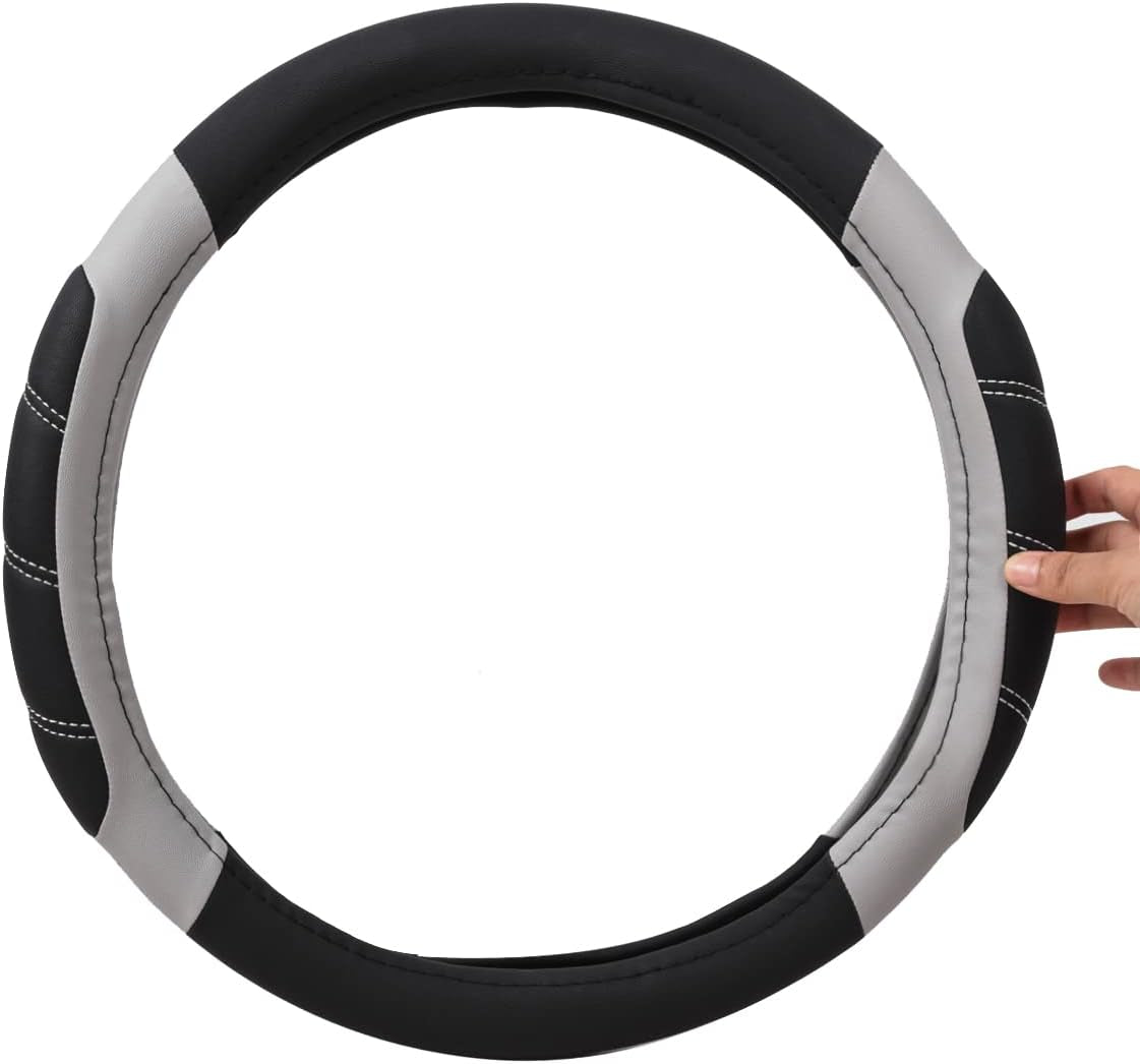 Line Rider Microfiber Leather Sport Steering Wheel Cover - Universal Fit (14.5-15 Inches) - Anti-Slip, Comfortable