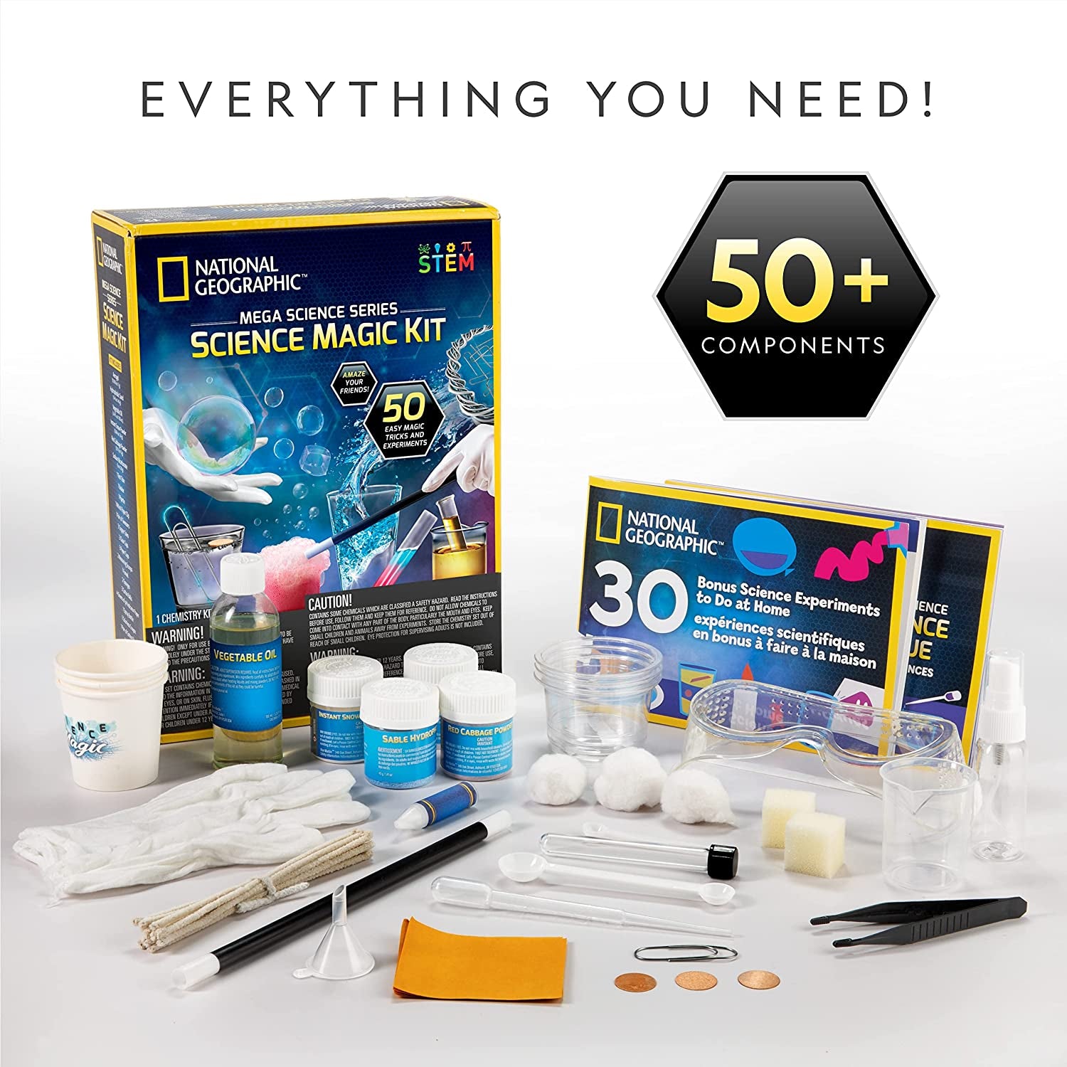Science Magic Kit: 50 Unique Experiments and Magic Tricks for Kids - Chemistry Set Educational Toy