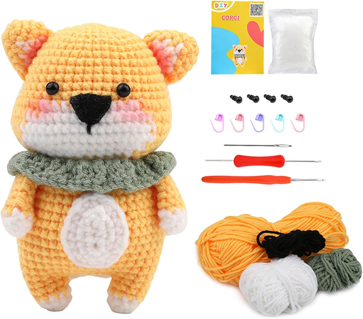 Beginner's Crochet Kit: DIY Elephant Crochet Set with Step-by-Step Video Tutorials - Ideal Knitting Gift for Kids and Adults
