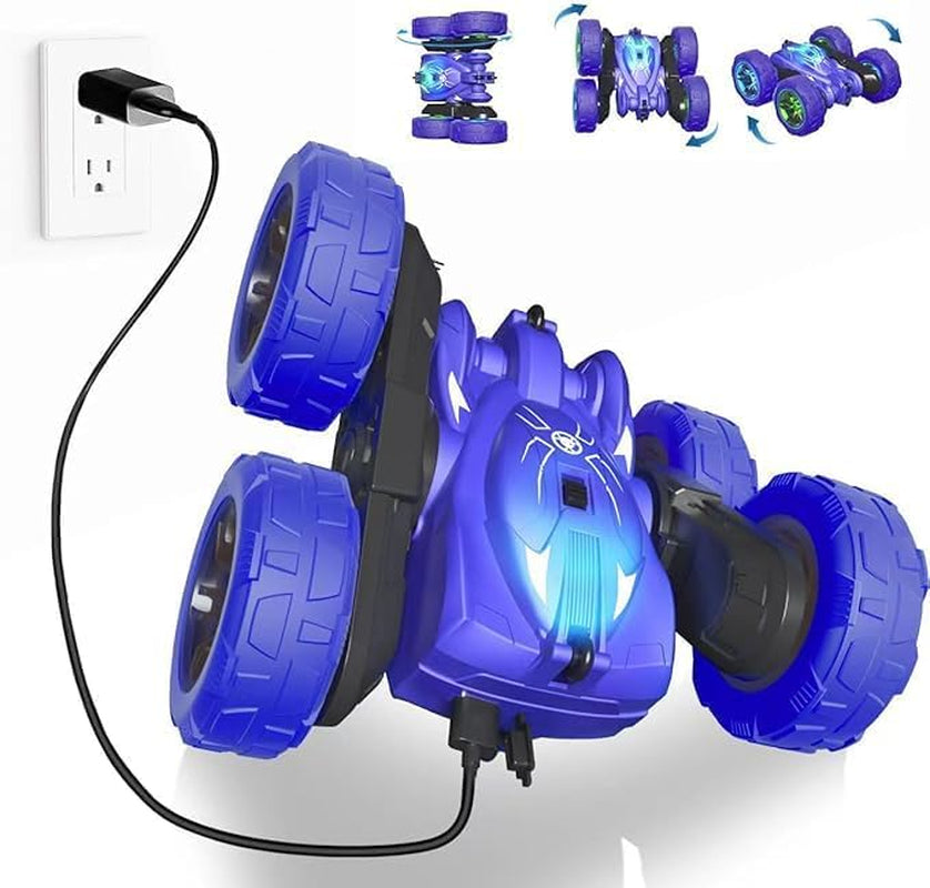 Rechargeable Remote Control Stunt Car with Colorful Lights, 360° Double-Sided Flips, 2.4GHz 4WD All-Terrain RC Aged 3+