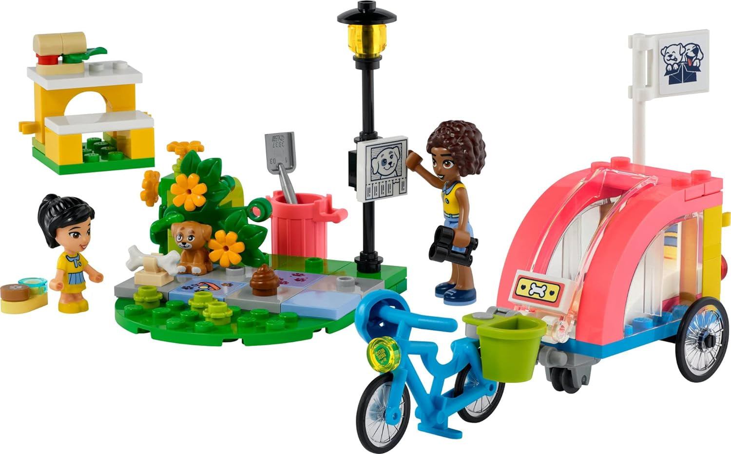 Friends Dog Rescue Bike Building Set-Pretend Play Animal Playset for Children Ages 6+ Featuring Puppy Figure, Two Mini-Dolls, 
