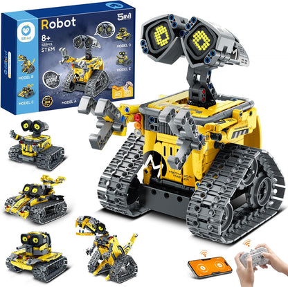  Educational Robot Building Set for Ages 8+ Remote and App-Controlled 5-in-1 Wall Robot Coding Kit, (435 Pieces)