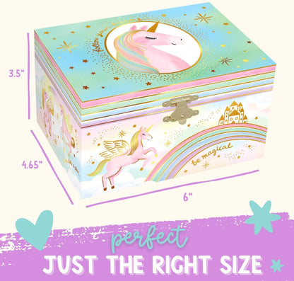 Musical Unicorn Jewelry Box for Girls - Enchanting Spinning Unicorn Music Box, Ages 3+ Dimensions: 6 x 4.7 x 3.5 inches