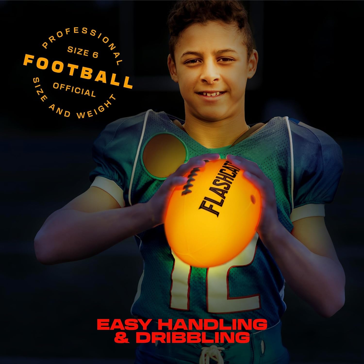 Illuminated Football - Glow in the Dark No. 6 - Outdoor Sports Ages 8-15 