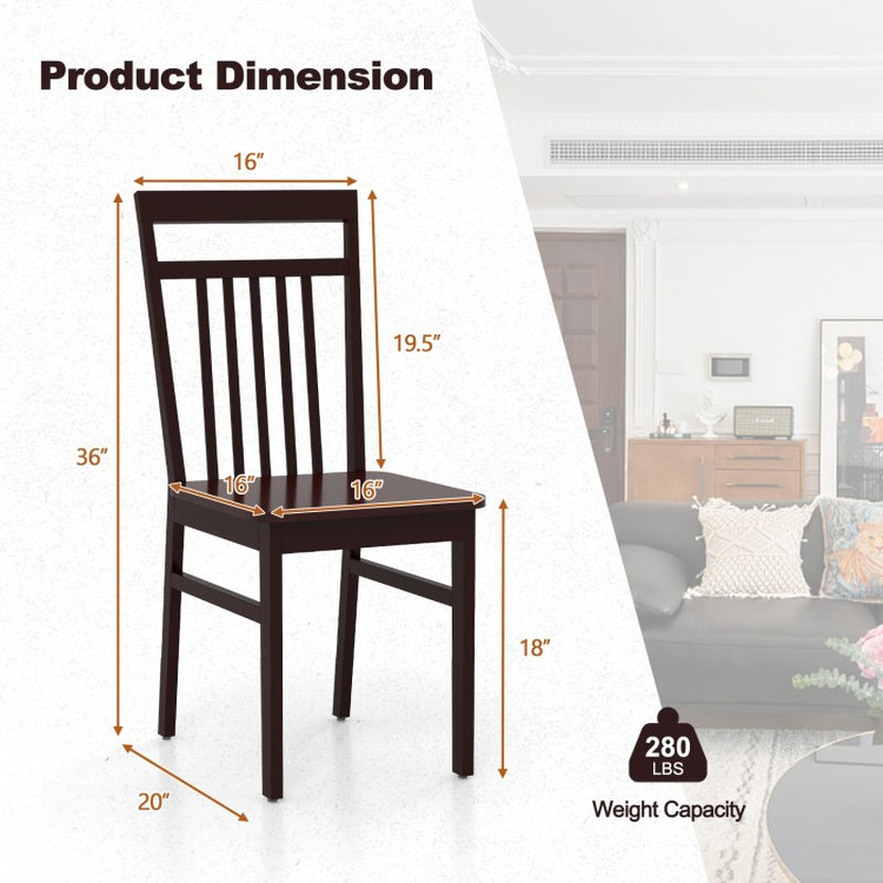 Set of 2 Farmhouse Dining Chairs with Angled High Backrest