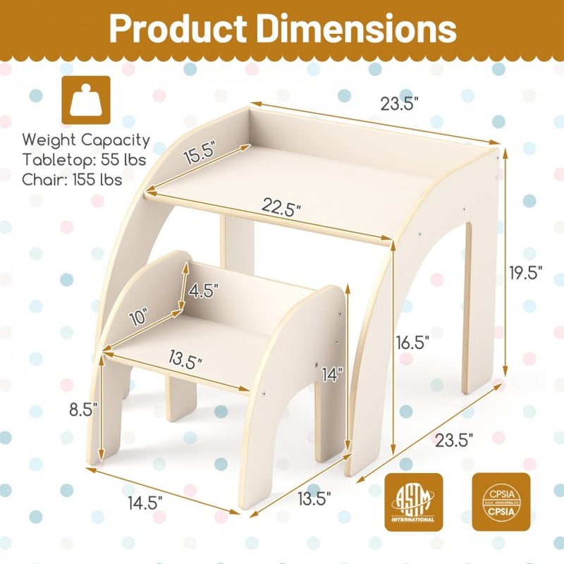 Children's Table and Chair Set Featuring a Spacious Tabletop and Safety-Designed Curved Edges for Playrooms