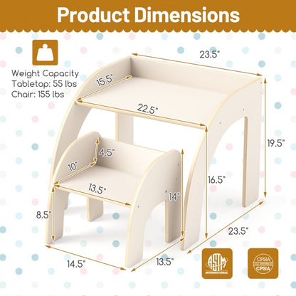 Children's Table and Chair Set Featuring a Spacious Tabletop and Safety-Designed Curved Edges for Playrooms