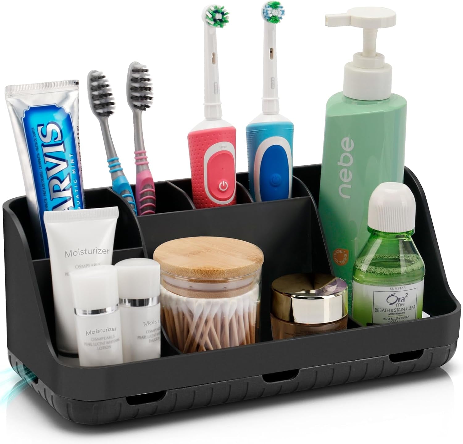 Detachable 7-Slot Marble Bathroom Organizer for Electric Toothbrushes and Toothpaste 