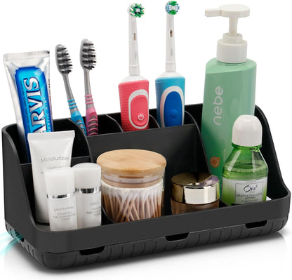 Detachable 7-Slot Marble Bathroom Organizer for Electric Toothbrushes and Toothpaste 