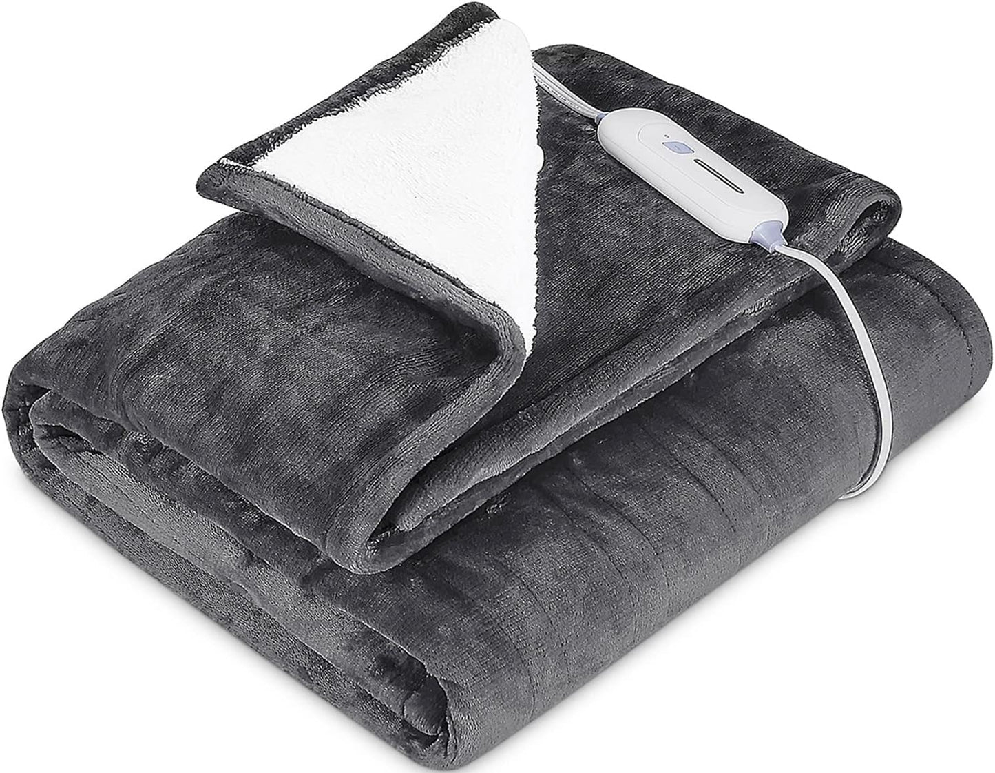 Reversible Electric Heated Blanket - Flannel/Sherpa, Fast Heating with 3 Temperature Settings, 4-Hour Auto Shut-Off, ETL Certified, Machine Washable, 50" x 60