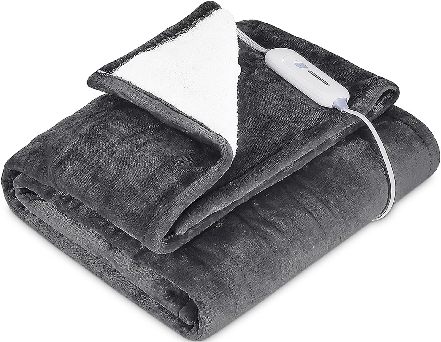 Reversible Electric Heated Blanket - Flannel/Sherpa, Fast Heating with 3 Temperature Settings, 4-Hour Auto Shut-Off, ETL Certified, Machine Washable, 50" x 60
