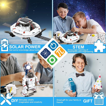 Educational Solar Robot Toys- Ages 8-13 - 6-in-1 DIY Science Kits for Building Experiments 