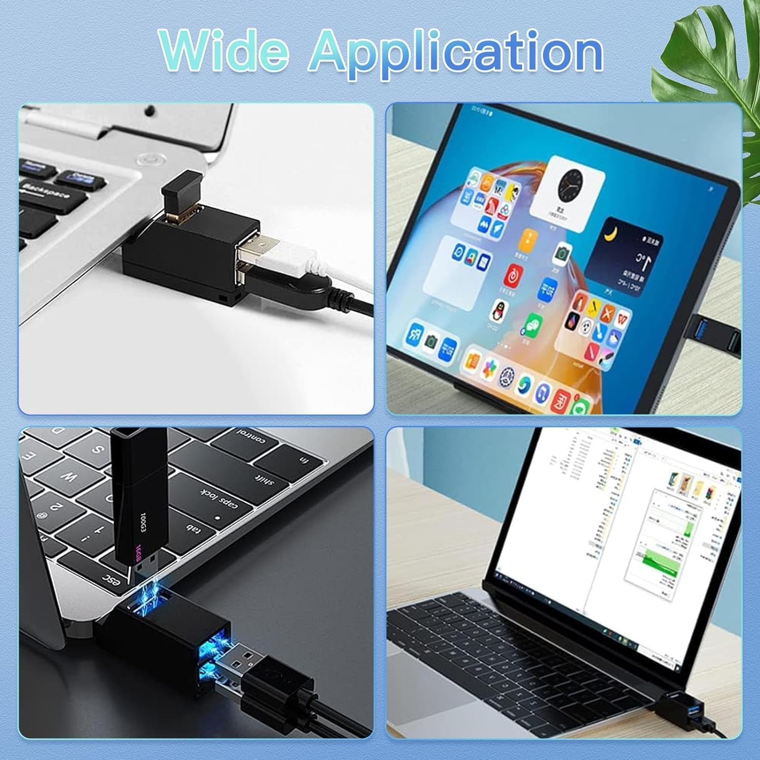 3-Port High-Speed USB Hub - Plug and Play Bus-Powered Splitter (Black)