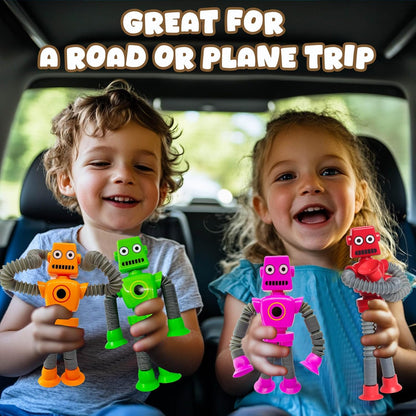 Pop Tubes Robot Fidget Toys 7 Pack of Colorful Telescopic Suction Cup Robotics-Ages 5+ Ideal Sensory Toys for Autism