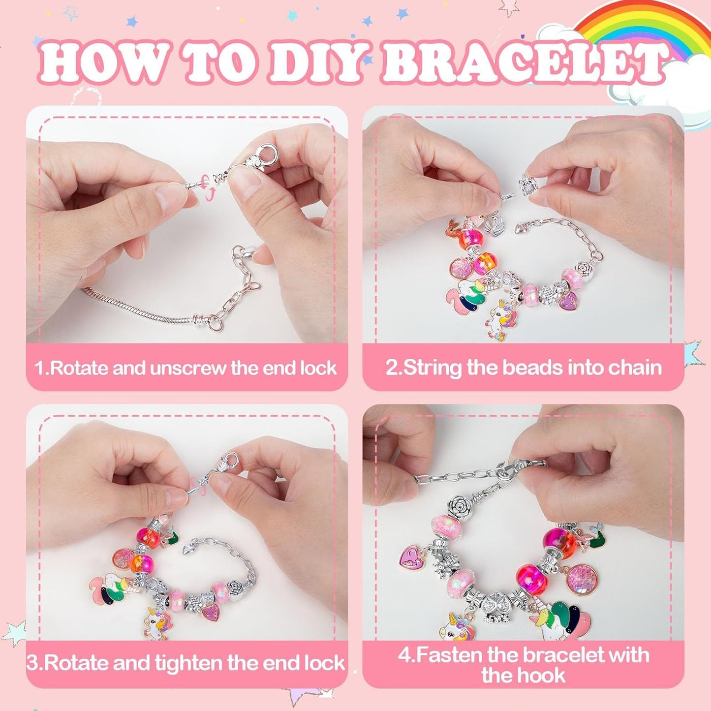 Charm Bracelet Making Kit for Girls Aged 4-12 - DIY Jewelry Craft Supplies and Arts & Crafts Set
