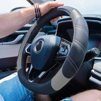 Line Rider Microfiber Leather Sport Steering Wheel Cover - Universal Fit (14.5-15 Inches) - Anti-Slip, Comfortable
