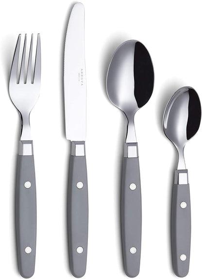 20-Piece Stainless Steel Silverware Set with Colorful Riveted Handles in Retro Morandi Design