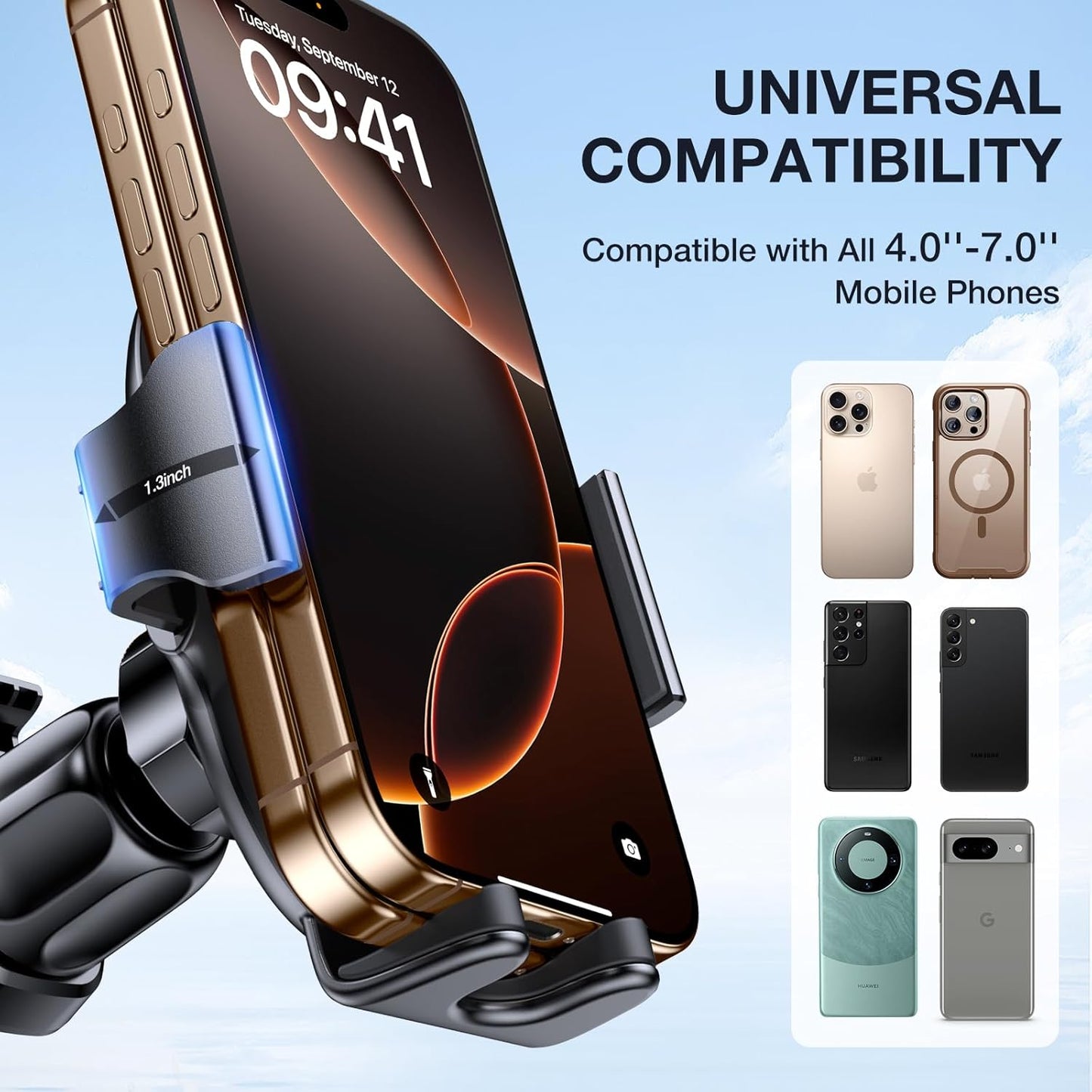 Car Air Vent Phone Holder Mount - Compatible with iPhone 16, 15 Pro Max, 14, Samsung, All Smartphones