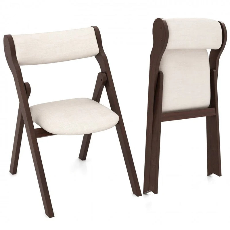 Set of 2 Folding Chairs with Cushioned Backrest and Seat for Enhanced Comfort