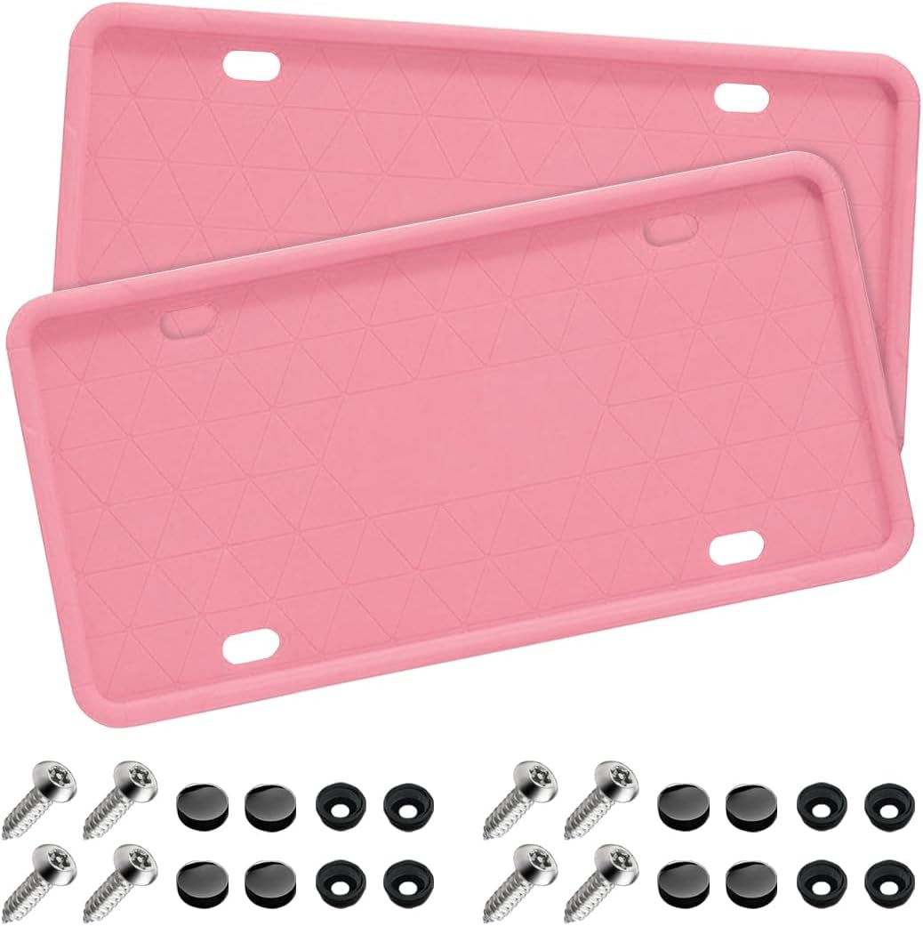 Universal Anti-Theft Silicone License Plate Frame Set, Rustproof Auto Accessories - Cars, SUVs, and Vehicles 