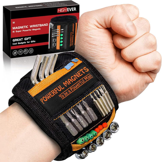 Magnetic Wristband Tool Holder for Men - Strong Magnet Wrist Tool Belt Set, Ideal Christmas Stocking Stuffer and Birthday Gift for Dads and Men