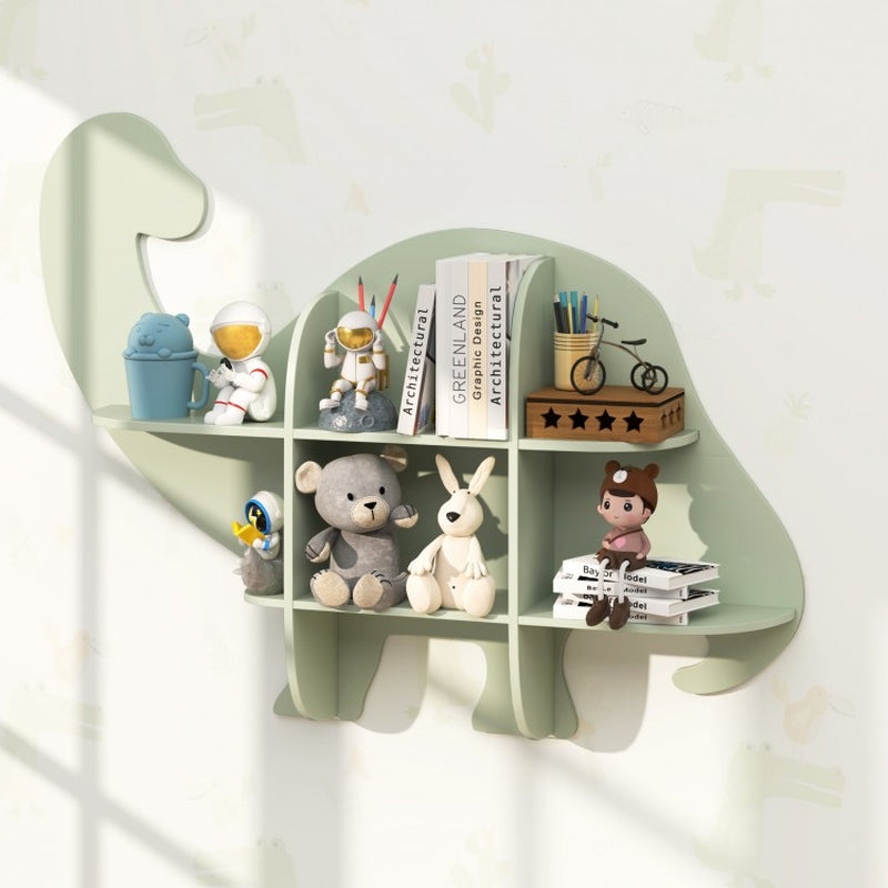2-Tier Floating Bookshelf Featuring Dinosaur Design for Children