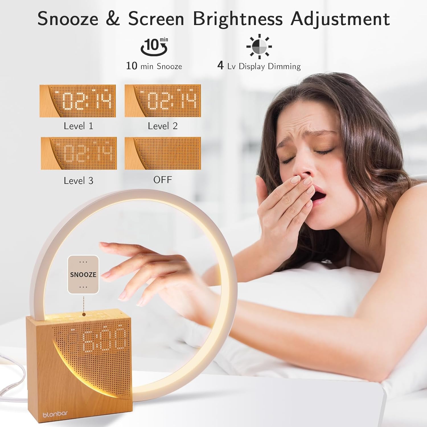 Sunrise Alarm Clock Bedside Lamp with Touch Control, 10 Natural Sounds, and Adjustable Brightness for Bedroom and Living Room