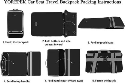 Padded Car Seat Travel Bag with Shoulder Strap - Large Carrier for Airport Gate Check and Infant Seats - Black