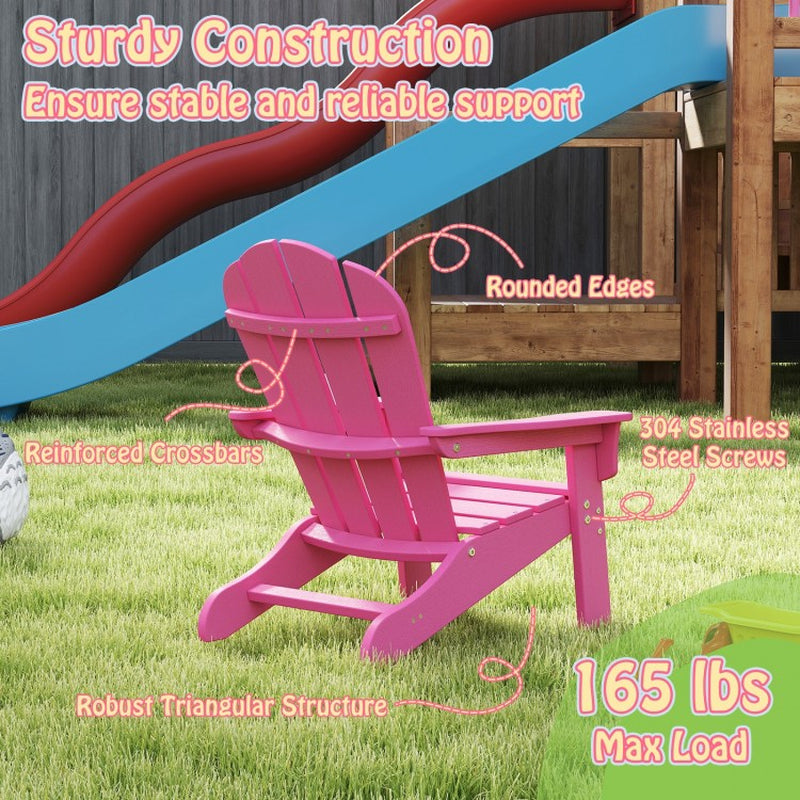 All-Weather HDPE Children's Adirondack Chair with High Backrest and Armrests