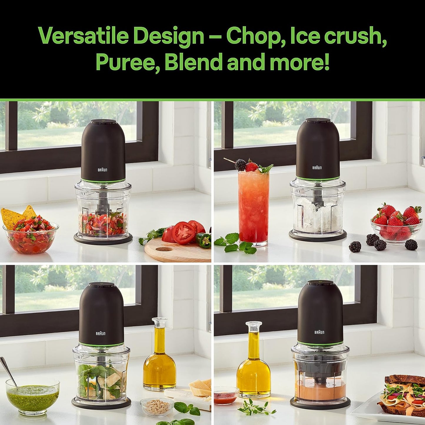  Mini Food Processor, 4-Cup Capacity, Black 