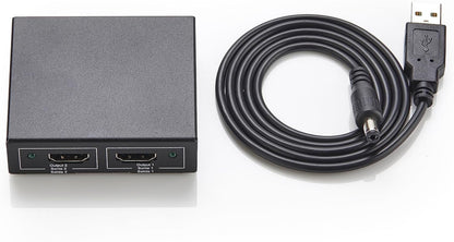 HDMI Splitter 1x2, 4K@30Hz Dual Monitor Support, Mirroring Function, Black