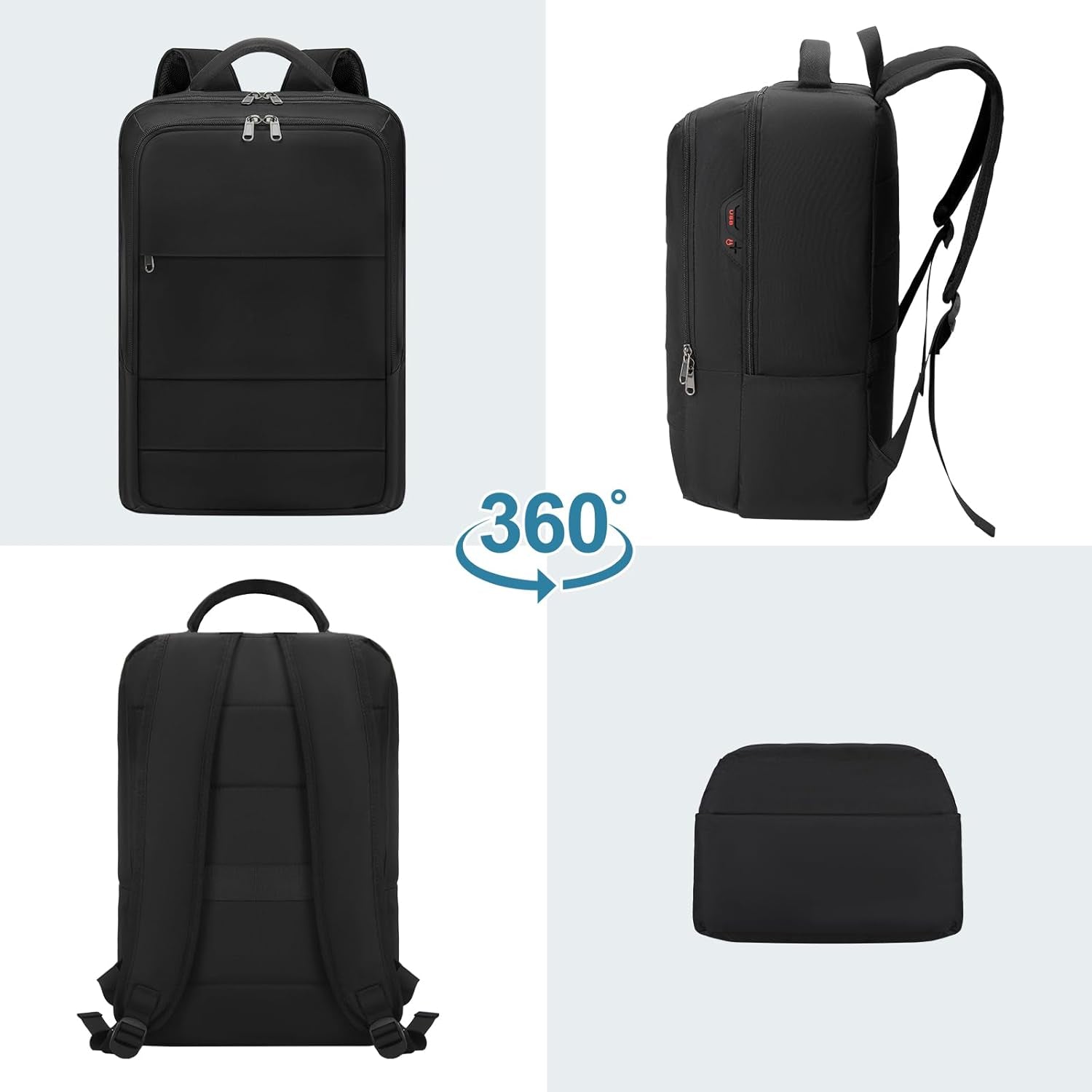 Laptop Backpack 15.6 Inch Backpack - Business Work Backpacks Water Resistant Backpack with Charging Hole Computer Backpack, Black