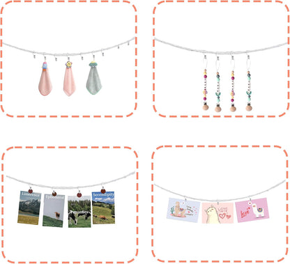 Cotton Stuffed Animal Storage Chain Set - 40 Metal Clips - 80-Inch Wall Organizer