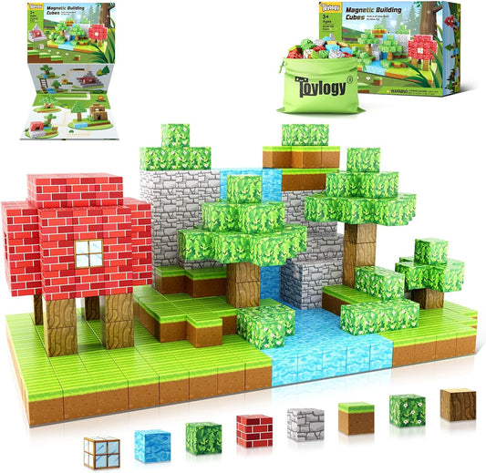 Magnetic Building Blocks - Mine Magnet World Edition, Montessori Magnetic Tiles,Aged 3+, Ideal Sensory Toys