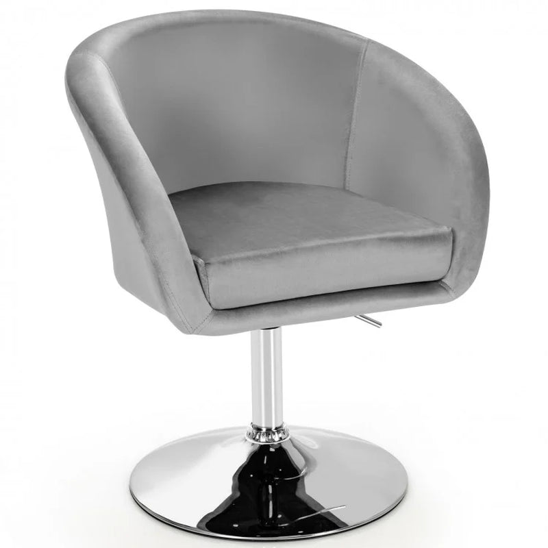 360-Degree Swivel Accent Chair with Round Back and Chrome Frame for Makeup Application