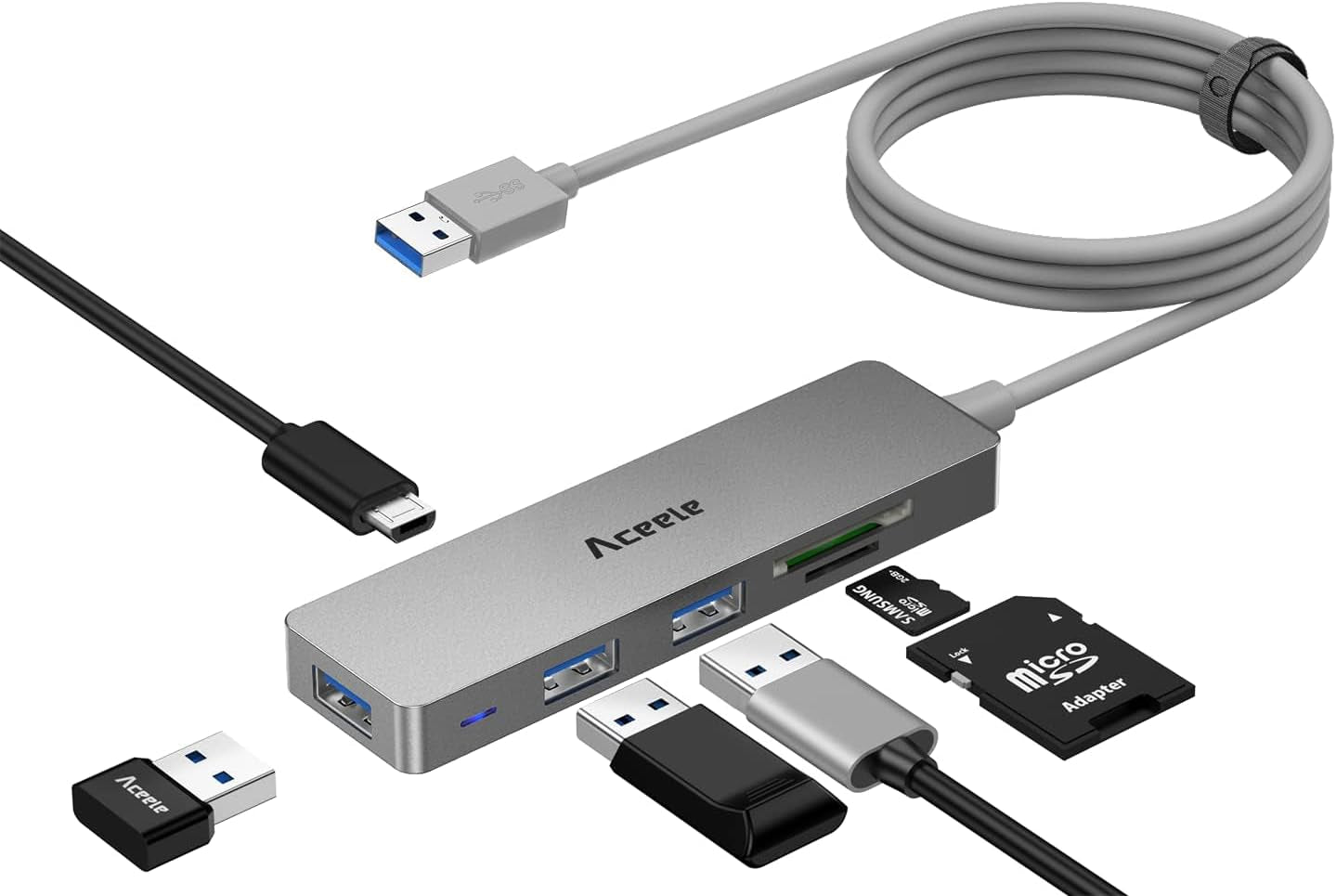 Ultra Slim USB 3.0 Hub with 4 Ports and 4Ft Extended Cable  Laptops, USB Flash Drives, Mobile Hard Drives