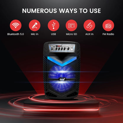 Portable Bluetooth PA Speaker System - 600W Rechargeable Outdoor Speaker -10” Subwoofer, 1” Tweeter, Recording , Microphone , Party Lights, USB/SD Radio 