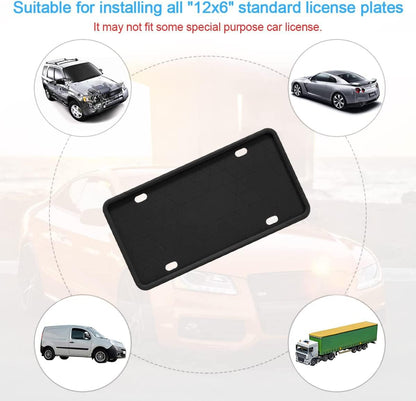 Universal Anti-Theft Silicone License Plate Frame Set, Rustproof Auto Accessories - Cars, SUVs, and Vehicles 
