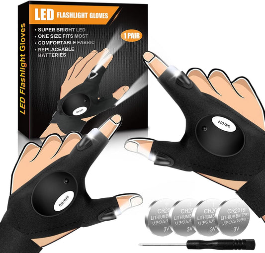 LED Flashlight Gloves - Hands-Free Finger Lights, Ideal Gifts for Men, Dads, and Husbands for Birthdays and Father's Day