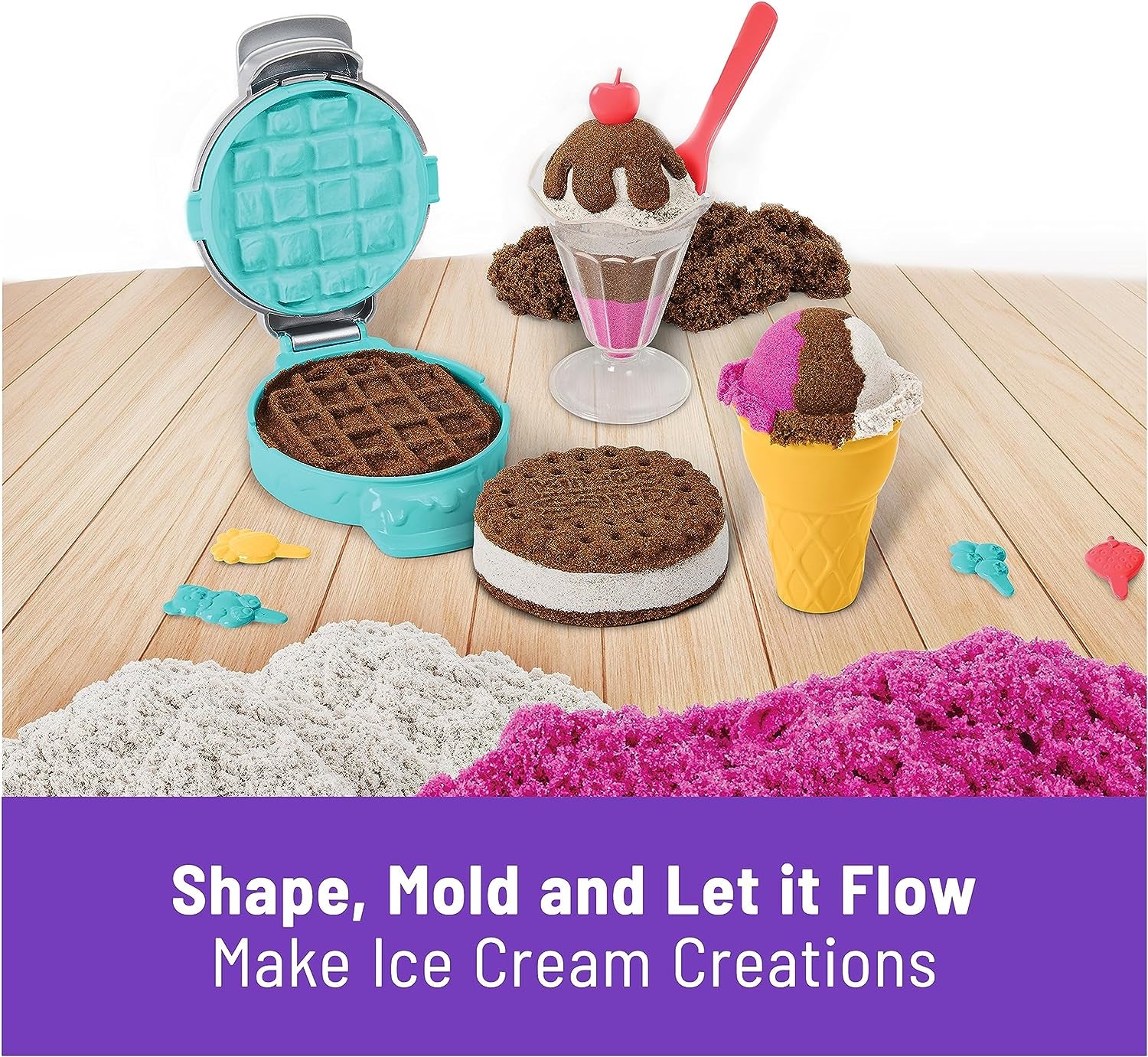 Scents, Ice Cream Treats Playset, 3 Colors Scented Play Sand & 6 Tools, Sensory Toys, Christmas Gifts for Kids Ages 3+
