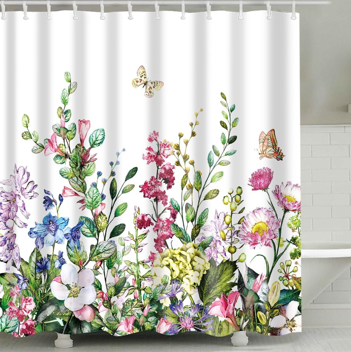 Waterproof Fabric Shower Curtain featuring Banff National Park Smoky Mountain Design, 12 Hooks, 71" x 71" (180 cm x 180 cm), Dark Gray