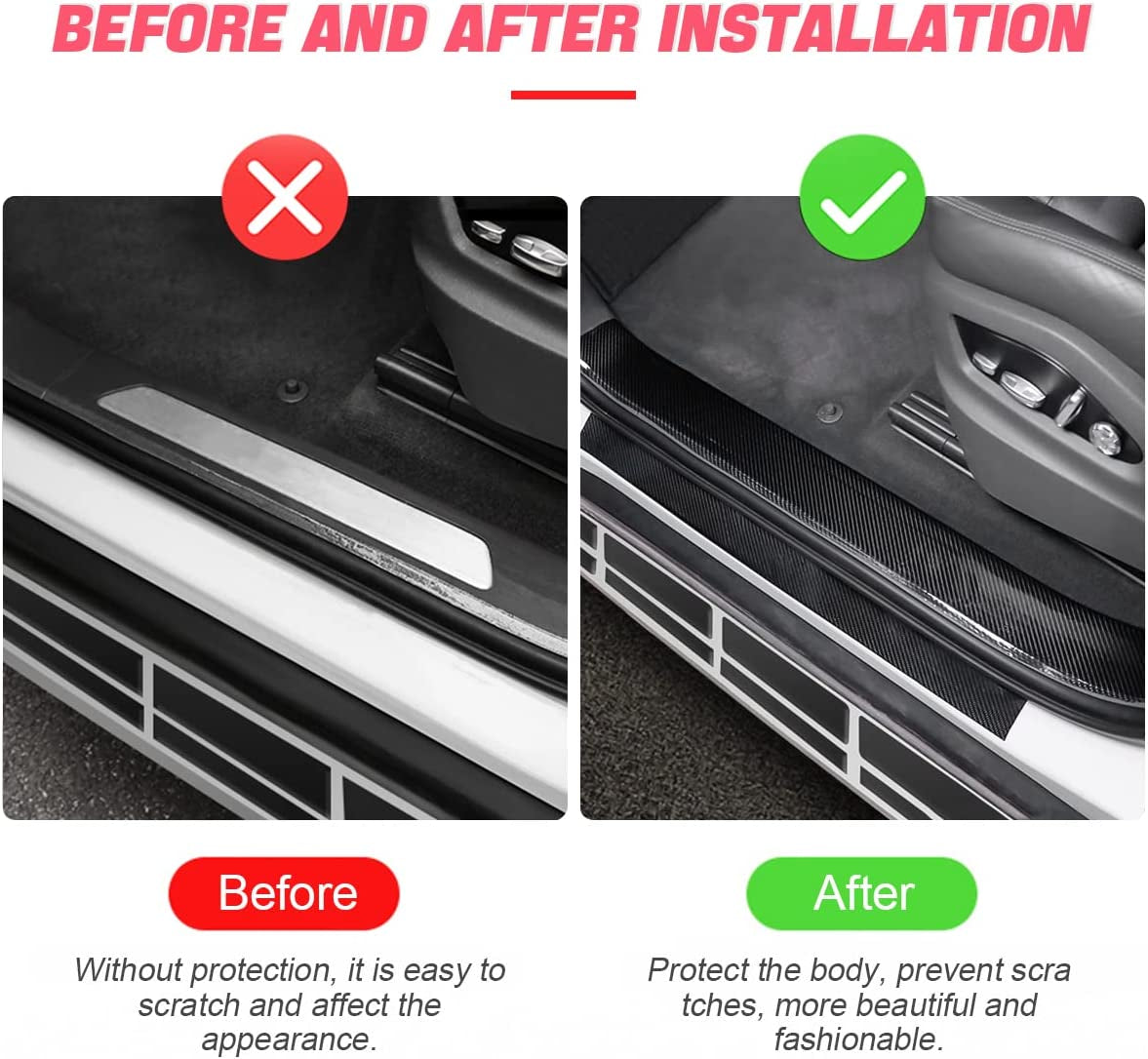 Car Door Entry Guard - Anti-Collision Adhesive Protector Tape for Door Sills, Rear Bumpers, Handles - Universal Fit  (2 x 394 Inches)